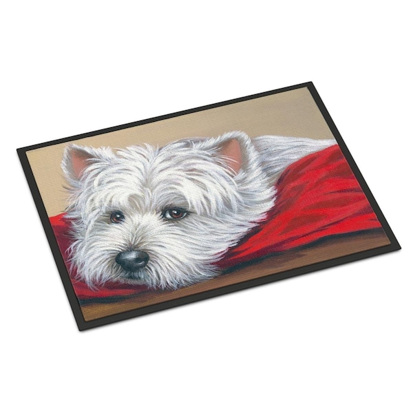 Carolines Treasures 18 x 27 in. Westie Red Pillow Indoor or Outdoor Mat PPP3284MAT - main